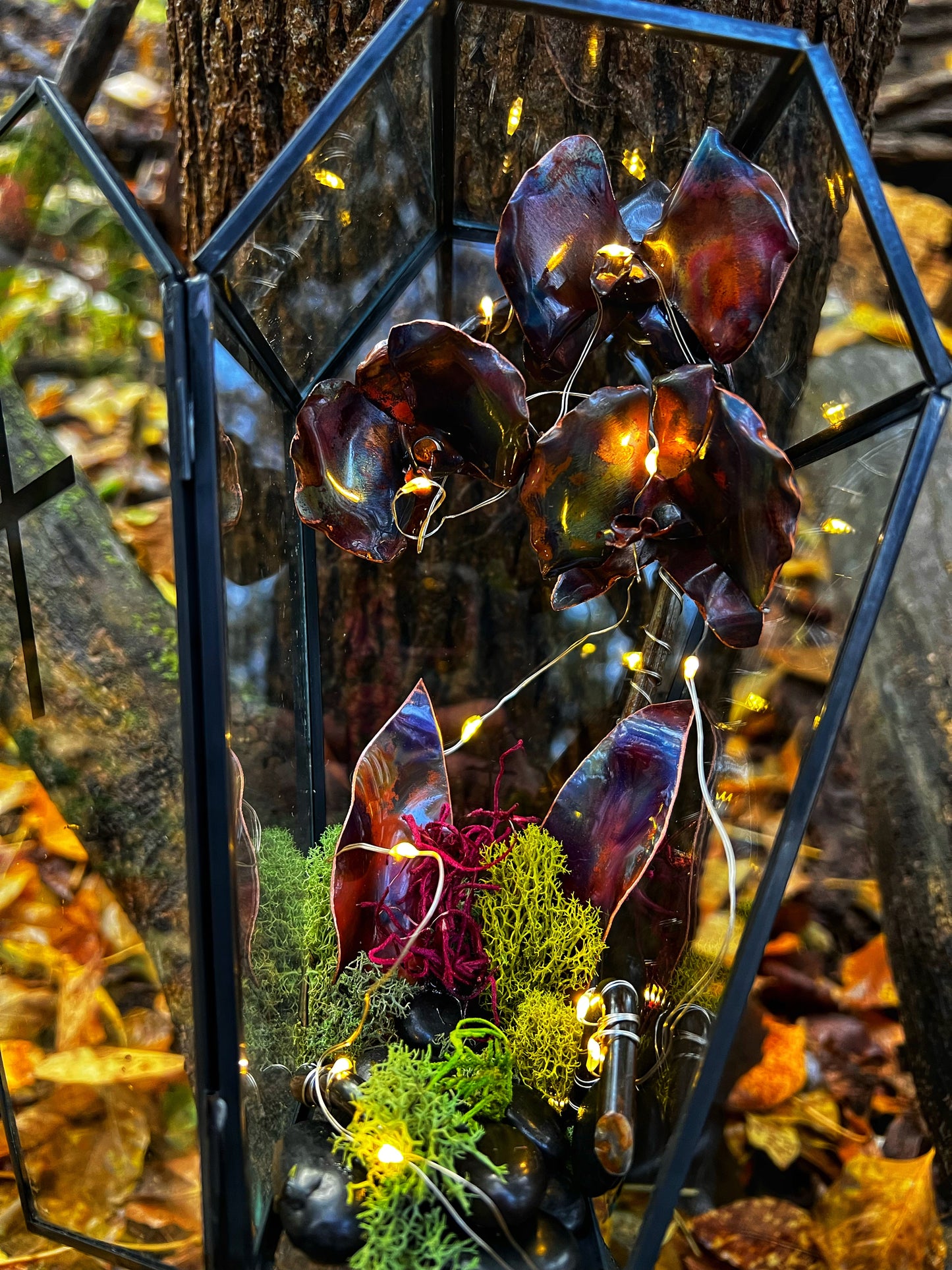 Copper Patina Orchid Coffin