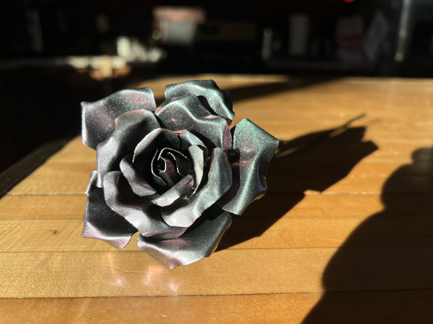 Color-shifting Stemmed Rose